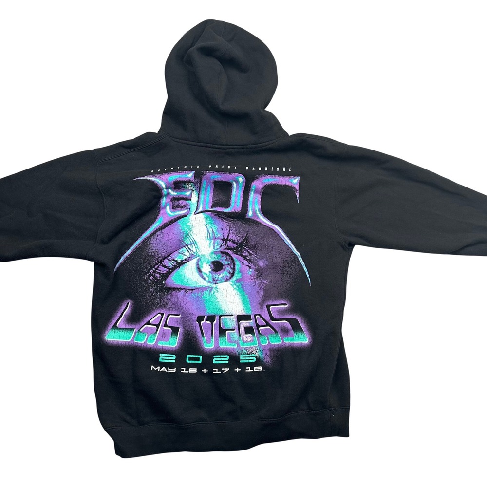 Insomniac Hoodie Men L Black EDC Las Vegas 2025 Graphic Pullover Sweater Rave